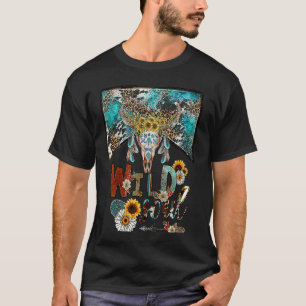 Leopard Boho Bullenschädel Wilde Seele Hippie West T-Shirt