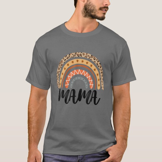 Leopard Boho Rainbow Mama Mother's Day T-Shirt (Vorderseite)