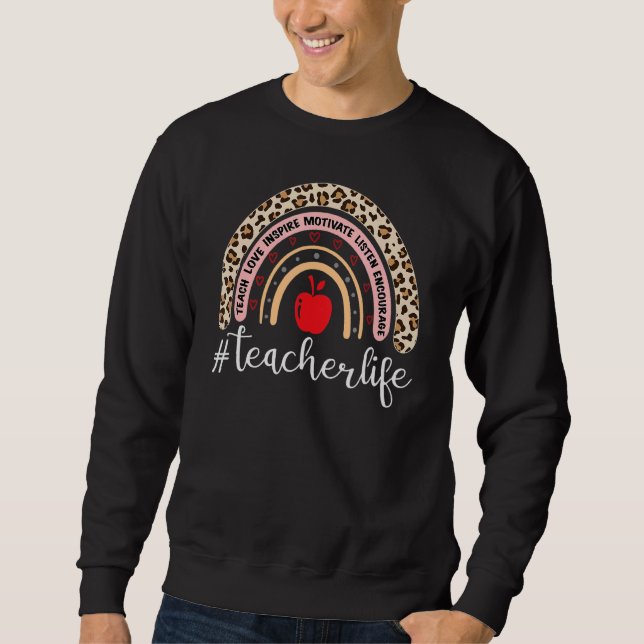 Leopard Boho Rainbow Teach Liebe Inspi Sweatshirt (Vorderseite)