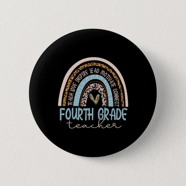 Leopard Boho Rainbow Zurück zur Schule Button (Vorderseite)