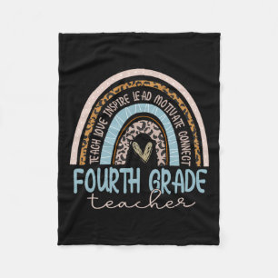 Leopard Boho Rainbow Zurück zur Schule Fleecedecke