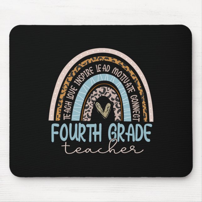 Leopard Boho Rainbow Zurück zur Schule Mousepad (Vorne)