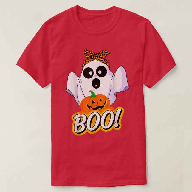 Leopard Boo Ghost Witchy Herbstkostüm T-Shirt (Design vorne)