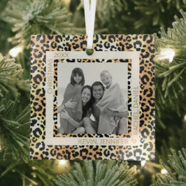 Leopard Border Foto Ornament Aus Glas