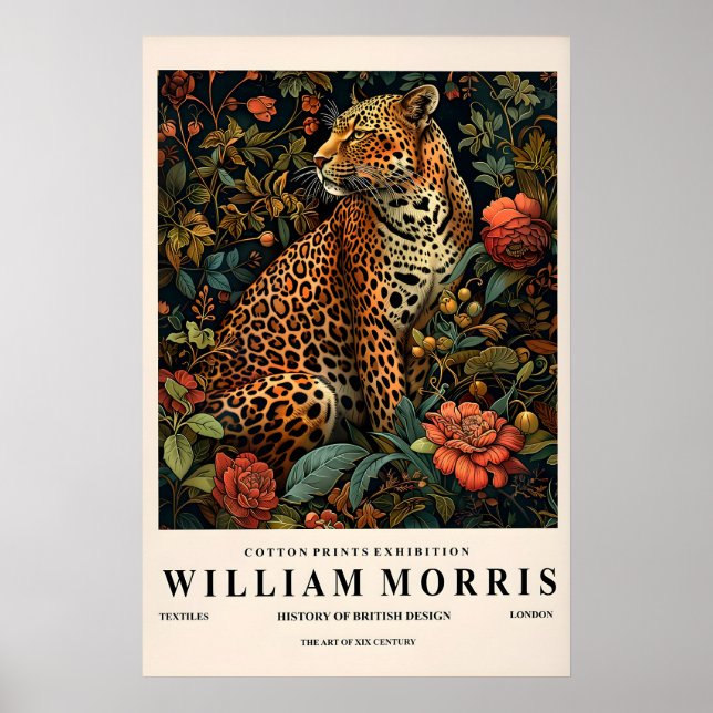 Leopard Botanischer Kunstdruck im Stil von William Poster (Vorne)