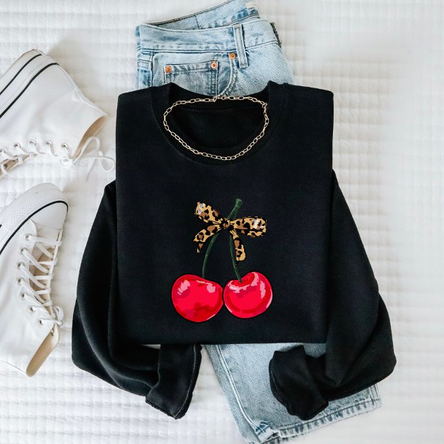 Leopard Bow Cherry Sweatshirt - Trendy and Fun (Von Creator hochgeladen)