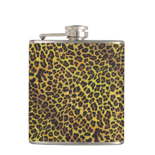 Leopard Braun und Gelb Druck Flachmann