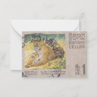 Leopard-Briefmarke Ceylon Mitteilungskarte