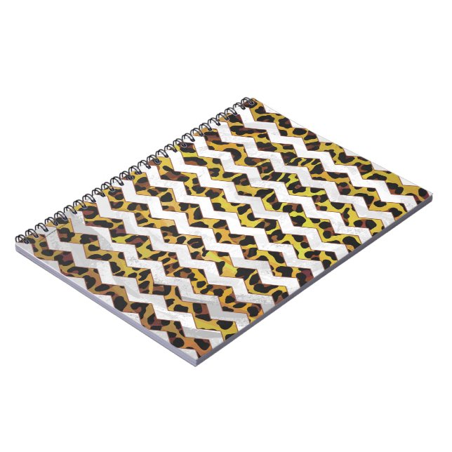 Leopard Brown and Yellow Cevron Print Notizblock (Linke Seite)