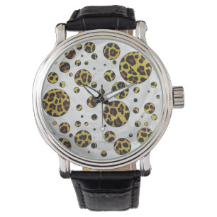 Leopard Brown and Yellow Polka Dot Armbanduhr