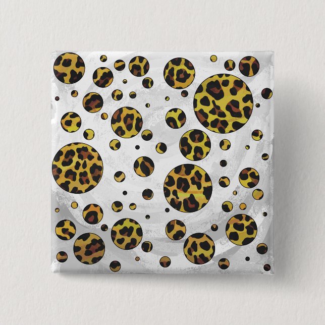Leopard Brown and Yellow Polka Dot Button (Vorderseite)