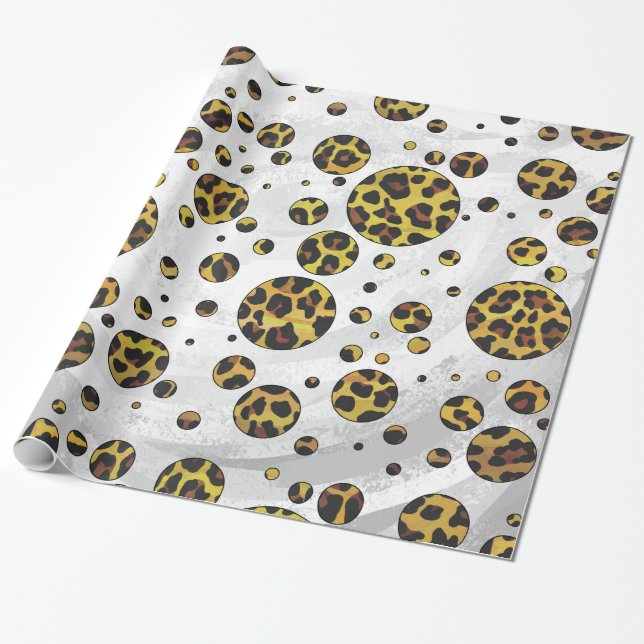 Leopard Brown and Yellow Polka Dot Geschenkpapier (Ungerollt)