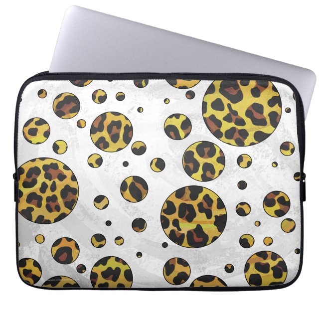 Leopard Brown and Yellow Polka Dot Laptopschutzhülle (Vorderseite)