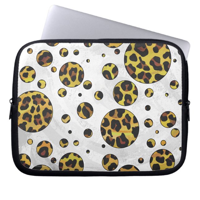 Leopard Brown and Yellow Polka Dot Laptopschutzhülle (Vorderseite)