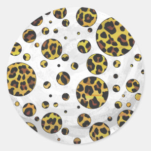 Leopard Brown and Yellow Polka Dot Runder Aufkleber