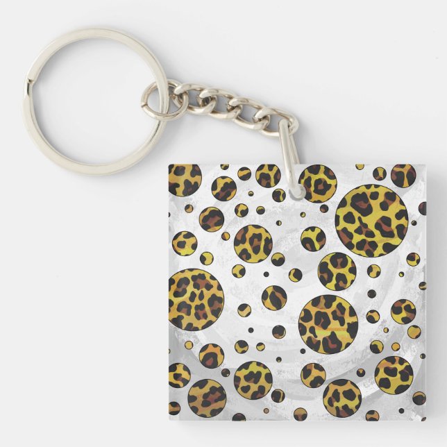Leopard Brown and Yellow Polka Dot Schlüsselanhänger (Vorderseite)