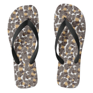 Leopard Brown Black Adult Flip Flops, breite Strei Flops