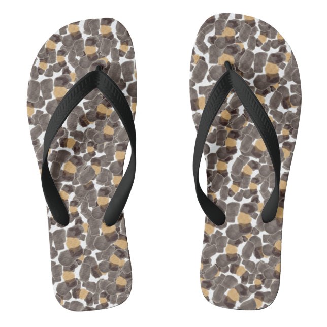 Leopard Brown Black Adult Flip Flops, breite Strei Flops (Fußbett)