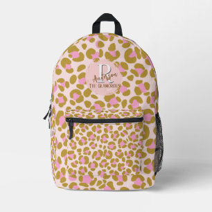 Leopard Brown Pink Beige Personalisiert Bedruckter Rucksack