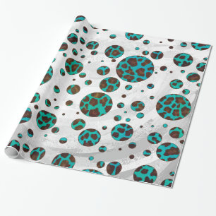Leopard Brown und Aquamarin Print Geschenkpapier