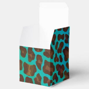 Leopard Brown und Aquamarin Print Geschenkschachtel