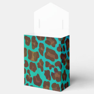 Leopard Brown und Aquamarin Print Geschenkschachtel