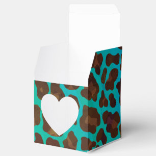 Leopard Brown und Aquamarin Print Geschenkschachtel