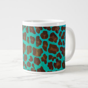 Leopard Brown und Aquamarin Print Jumbo-Tasse