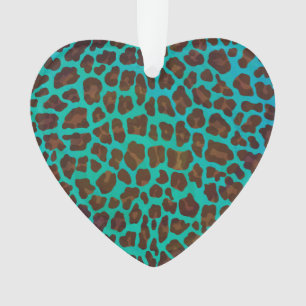 Leopard Brown und Aquamarin Print Ornament