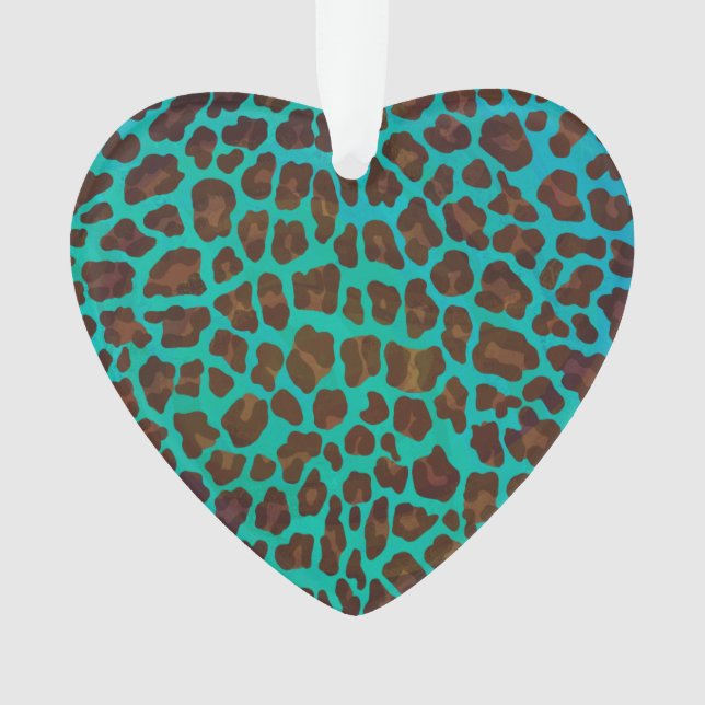 Leopard Brown und Aquamarin Print Ornament (Vorderseite)