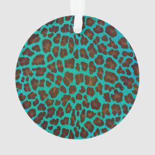 Leopard Brown und Aquamarin Print Ornament