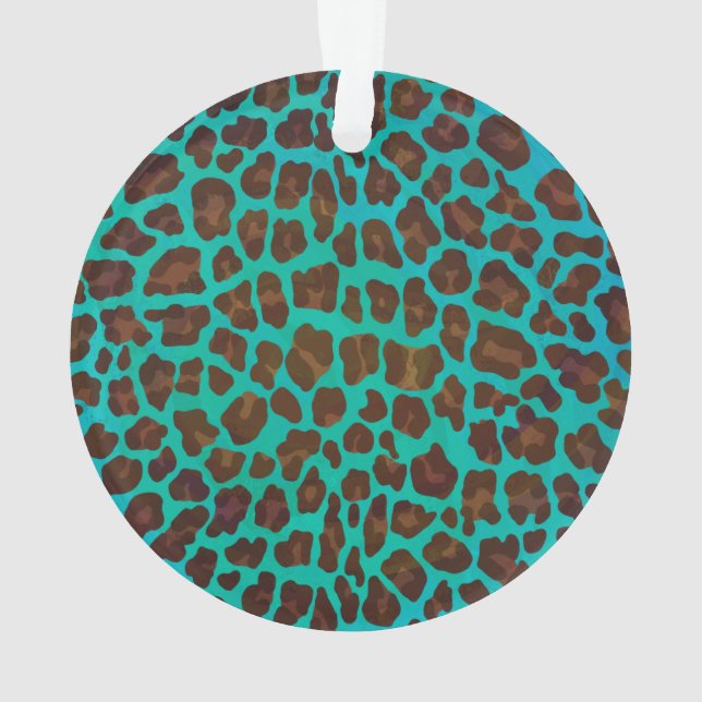 Leopard Brown und Aquamarin Print Ornament (Rückseite)