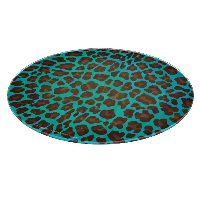 Leopard Brown und Aquamarin Print Schneidebrett (Ecke)