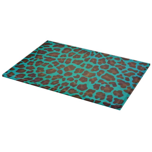 Leopard Brown und Aquamarin Print Schneidebrett (Ecke)