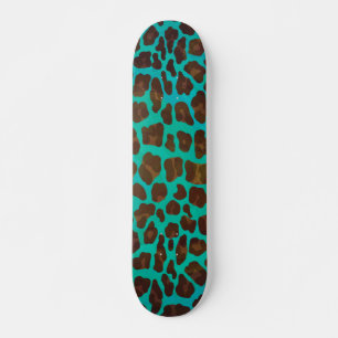 Leopard Brown und Aquamarin Print Skateboard
