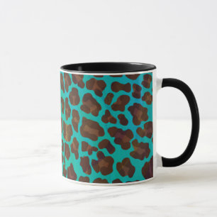 Leopard Brown und Aquamarin Print Tasse