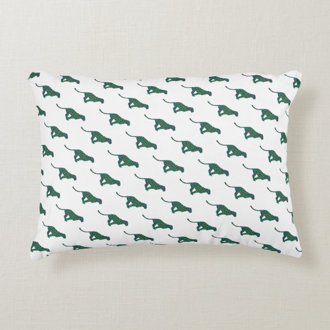 Leopard Brown und Aquamarin Print Zierkissen (Vorderseite)