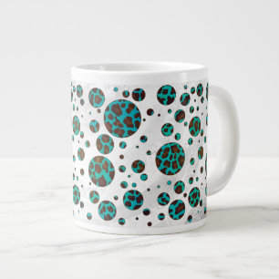 Leopard Brown und Aquamarin PrintPolka Dots Jumbo-Tasse