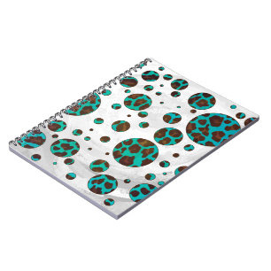 Leopard Brown und Aquamarin PrintPolka Dots Notizblock