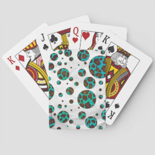Leopard Brown und Aquamarin PrintPolka Dots Spielkarten