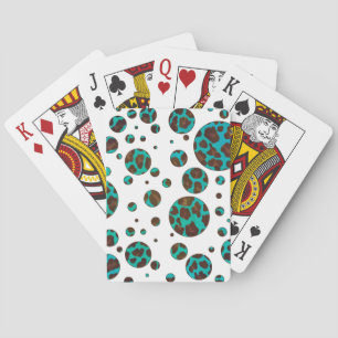 Leopard Brown und Aquamarin PrintPolka Dots Spielkarten