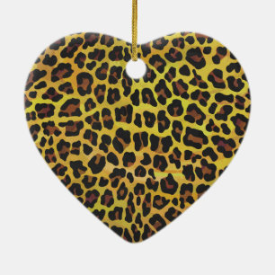Leopard Brown und Gelb Print Keramik Ornament