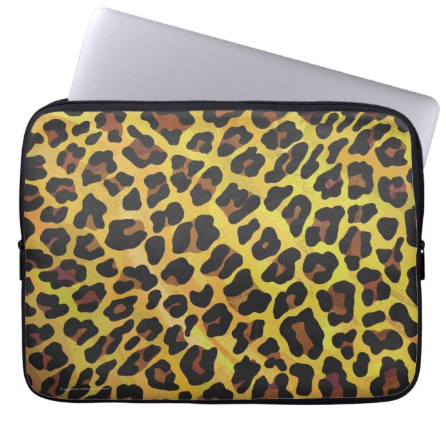 Leopard Brown und Gelb Print Laptopschutzhülle (Vorderseite)