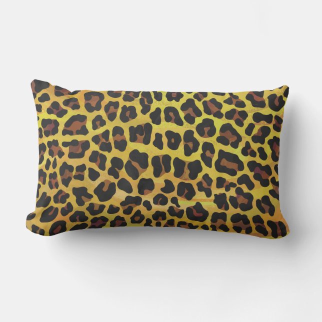 Leopard Brown und Gelb Print Lendenkissen (Vorderseite)