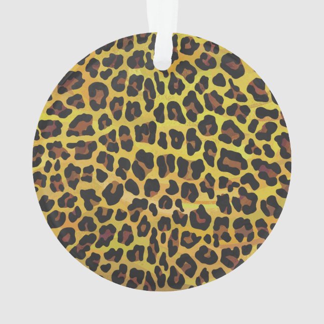 Leopard Brown und Gelb Print Ornament (Rückseite)