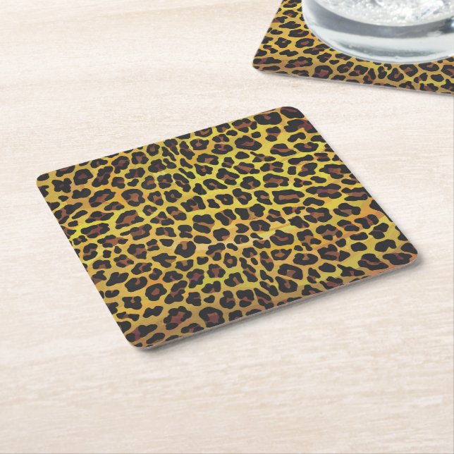 Leopard Brown und Gelb Print Rechteckiger Pappuntersetzer (angewinkelt)