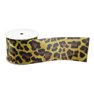 Leopard Brown und Gelb Print Satinband