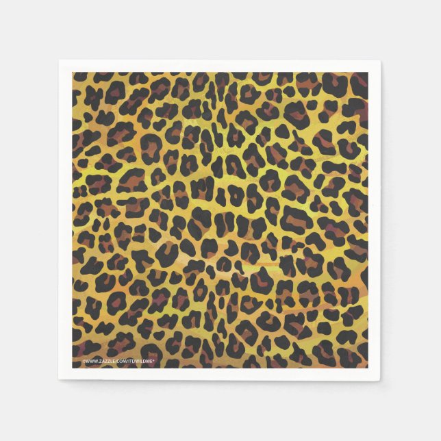 Leopard Brown und Gelb Print Serviette (Vorderseite)