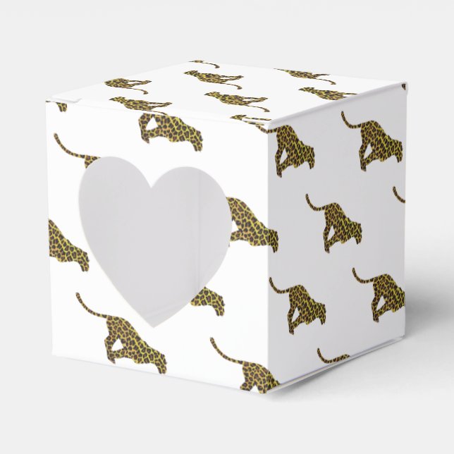 Leopard Brown und Gelbe Silhouette Geschenkschachtel (Vorderseite)