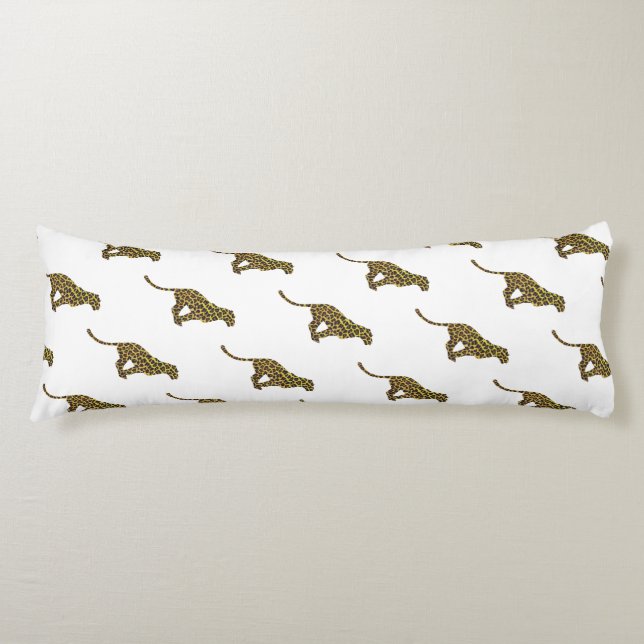 Leopard Brown und Gelbe Silhouette Seitenschläferkissen (Vorderseite)